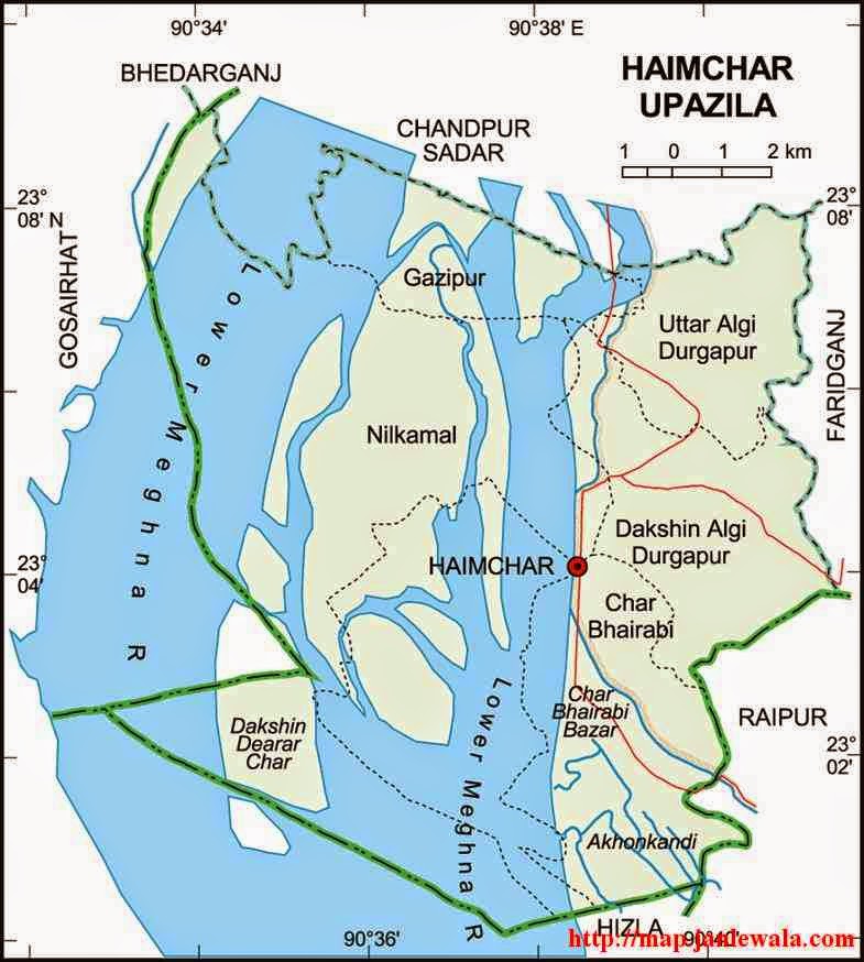 haimchar upazila map of bangladesh