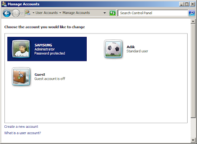 Membuat User Account (Pengguna) Baru di Windows 7