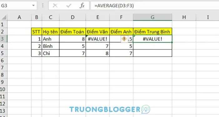 Cách tính điểm trung bình trong Excel dễ hiểu nhất