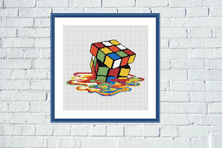 Rubik's cube colorful cross stitch pattern