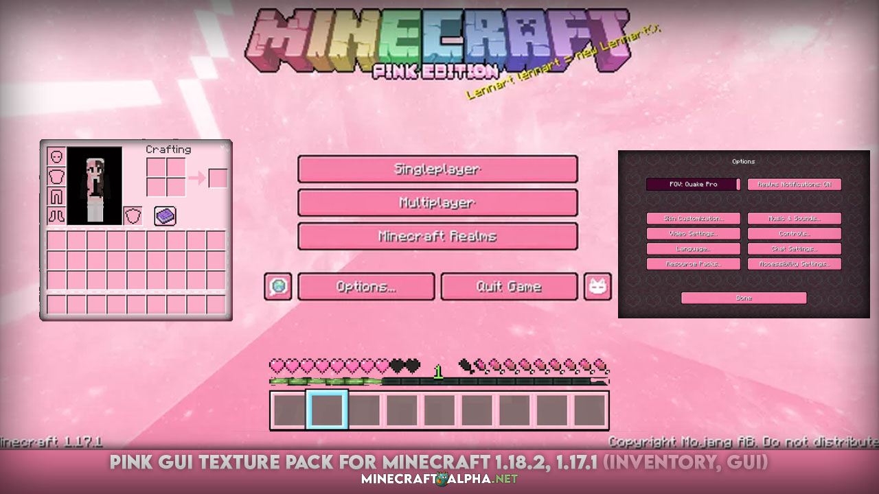 Pink Gui Texture Pack For Minecraft 1 18 2 1 17 1 Inventory Gui Minecraft Alpha