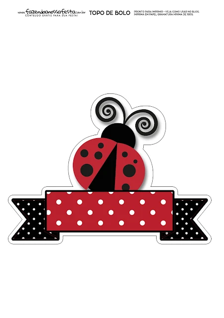 Ladybug: Free Printable Cake Toppers.