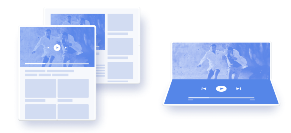 Illustration showing adaptation of application UX across different screen sizes including a foldable screen