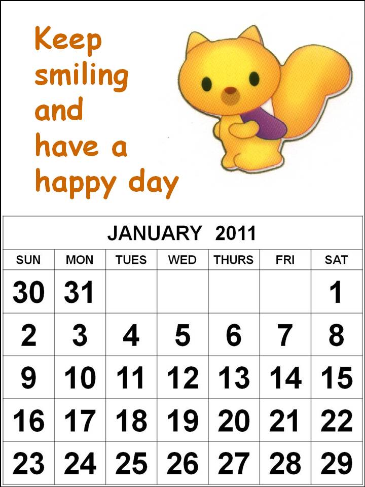 January 2011 Calendar For Kids. Children 2011 Calendar