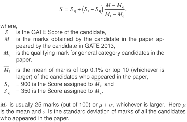 GATE Score 2013 Formula