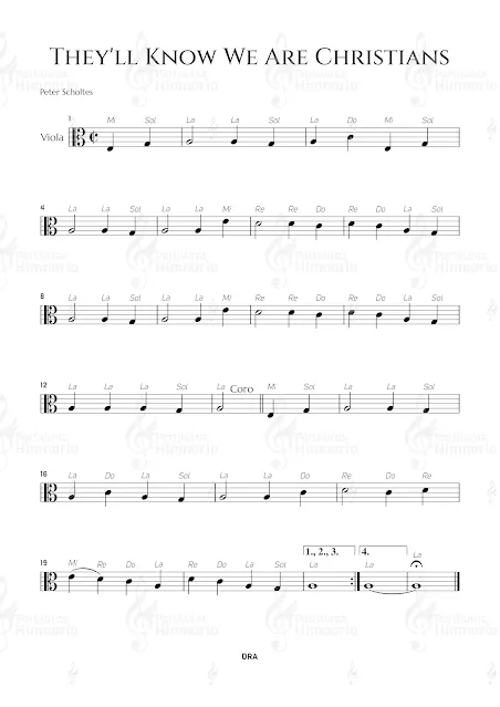 We are one in the Spirit / They'll know we are christians by our love /  Somos uno en Espíritu  partitura gratis para viola (free music sheet viola) - descar gratis partituras jpg png instrumentos
