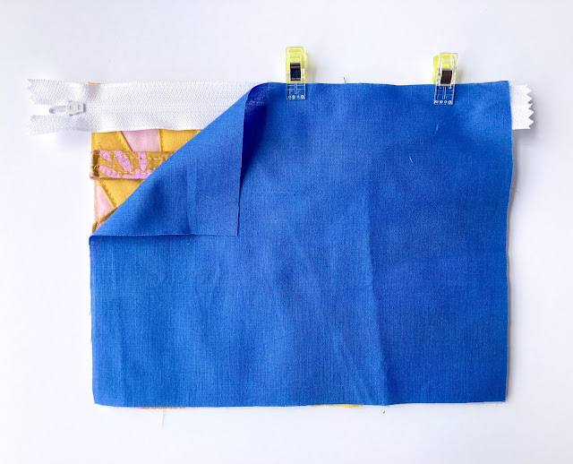 Insert the zipper - Sunrise Zipper Pouch Free Pattern & Tutorial - Blue Susan Makes