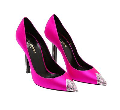 Saint Laurent Tower Hot Pink Satin Pumps