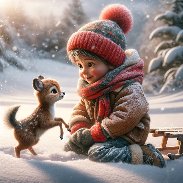 A child and an adorable animal are good element for a Children's story book.