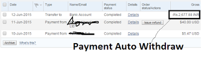 auto withdraw in Paypal