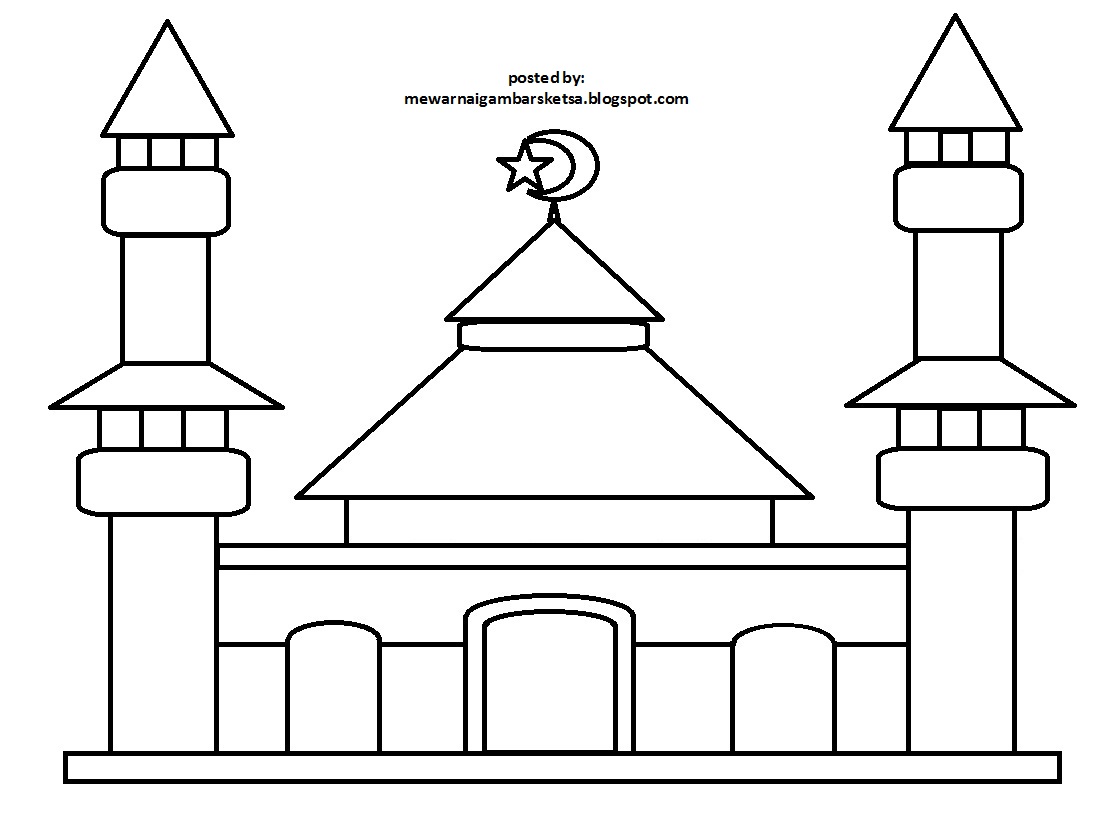 Mewarnai Gambar Mewarnai Gambar Sketsa Masjid 35