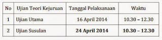 Jadwal Pelaksanaan Ujian Teori Kejuruan Tahun 2014