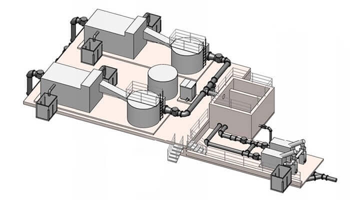 Axonometría de las nuevas instalaciones. Gentileza de Black & Veatch.