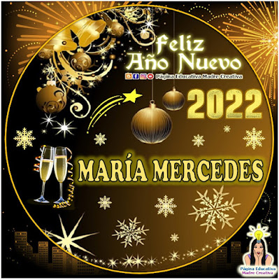 Nombre MARÍA MERCEDES por Año Nuevo 2022 - Cartelito mujer