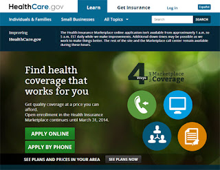 Healthcare.gov homepage: for using Affordable Care Act