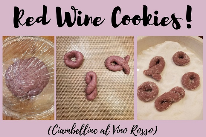 this is a collage of the dough and how to make Italian Red Wine Cookies