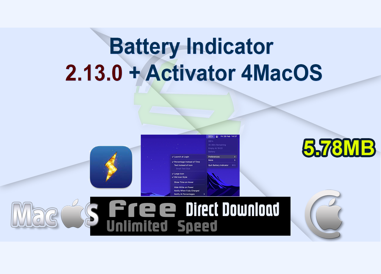 Battery Indicator 2.13.0 + Activator 4MacOS