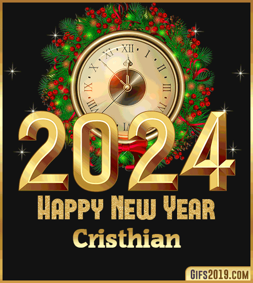 Gif wishes Happy New Year 2024 Cristhian