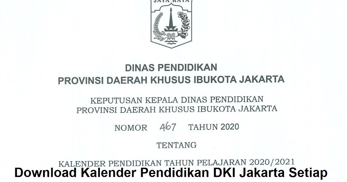 Download Kalender Pendidikan 2020 2021 Dki Jakarta Pdf Semua Jenjang
