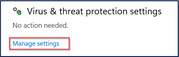 Windows Security protection settings