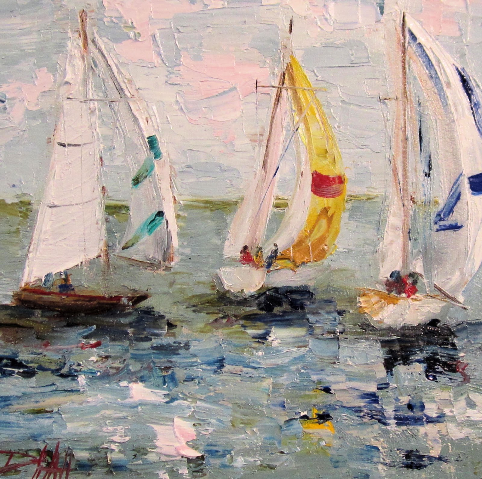 Painting of the Day, Daily Oil Paintings by Delilah: SailBoat- SOLD