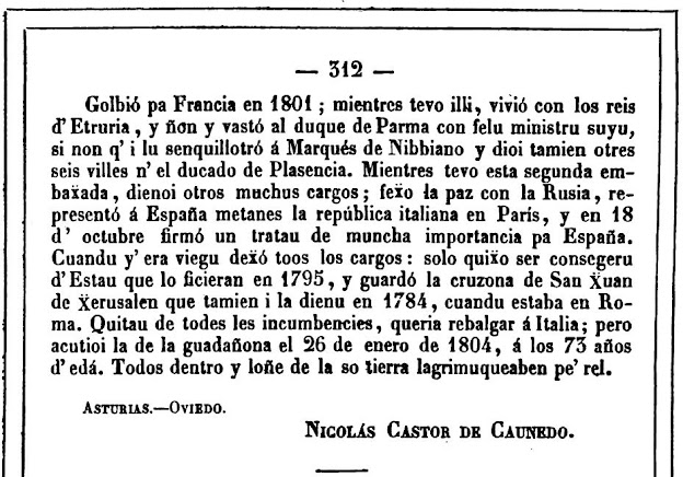 añu 1852: Biografía de Don Xosé Nicolás d'Azara y Perera ... de Nicolás Castor de Caunedo (2 de 2)