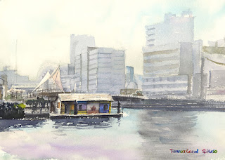 天王洲運河　水彩　Canal Watercolor