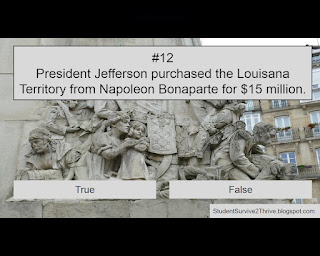 President Jefferson purchased the Louisana Territory from Napoleon Bonaparte for $15 million. Answer choices include: true, false