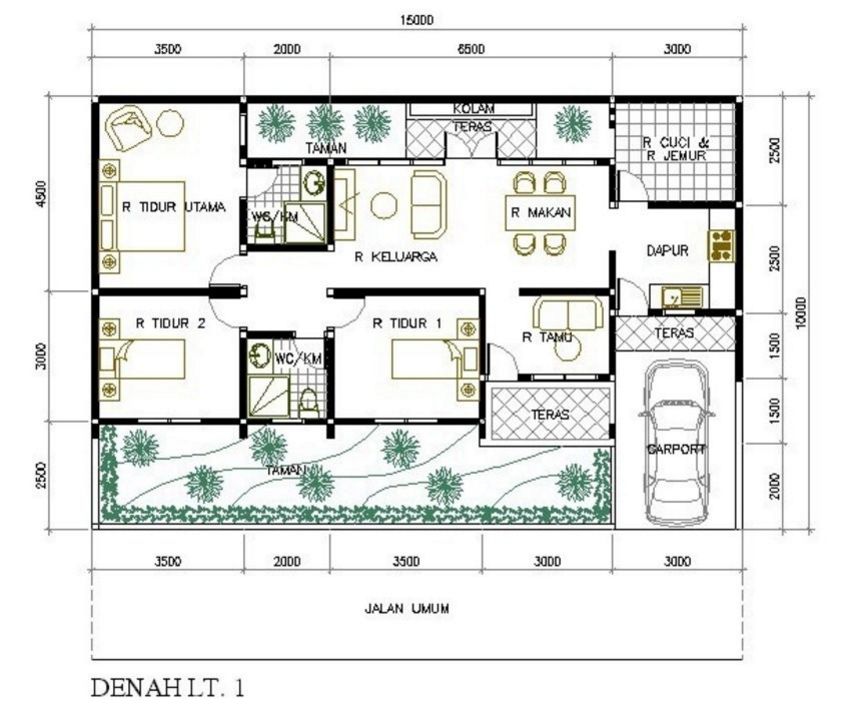 4 Bentuk denah  rumah  minimalis  5 kamar tidur Menarik 