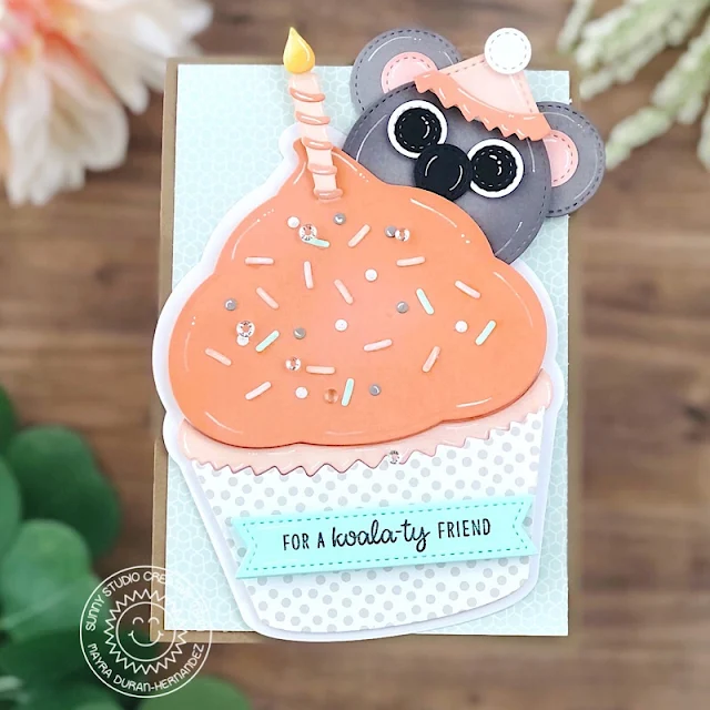 Sunny Studio Stamps: Cupcake Shaped Dies Stitched Circle Dies Stitched Rectangle Dies Birthday Card by Mayra Duran-Hernandez