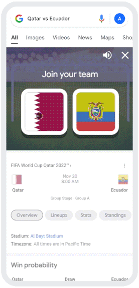 전 세계 플레이어들과 경쟁해서 최대한 많은 골을 넣는 소통식 게임을 하는 모습이 모바일 화면에서 GIF로 재생되고 있다.