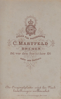 Carte de Visite by C. Martfeld, Bremen, back