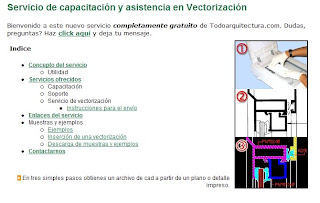 Imagen de página del sitio web sobre planos y proyectos de arquitectura