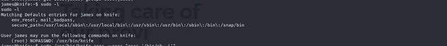 KNIFE HACK THE BOX WALK THROUGH SUDO VULNERABILITY
