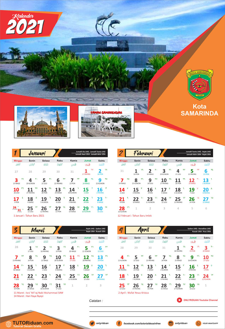 Aneka Model Desain  Kalender  Dinding 2021  Free CDR 