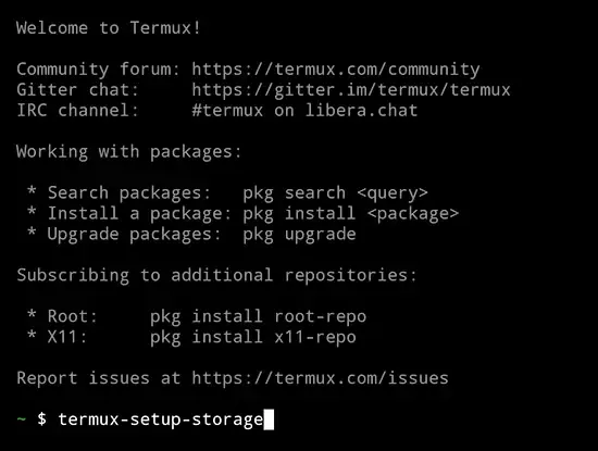 Termux Storage command