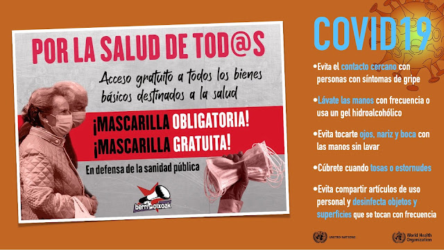 Cartel sobre la mascarilla gratuita