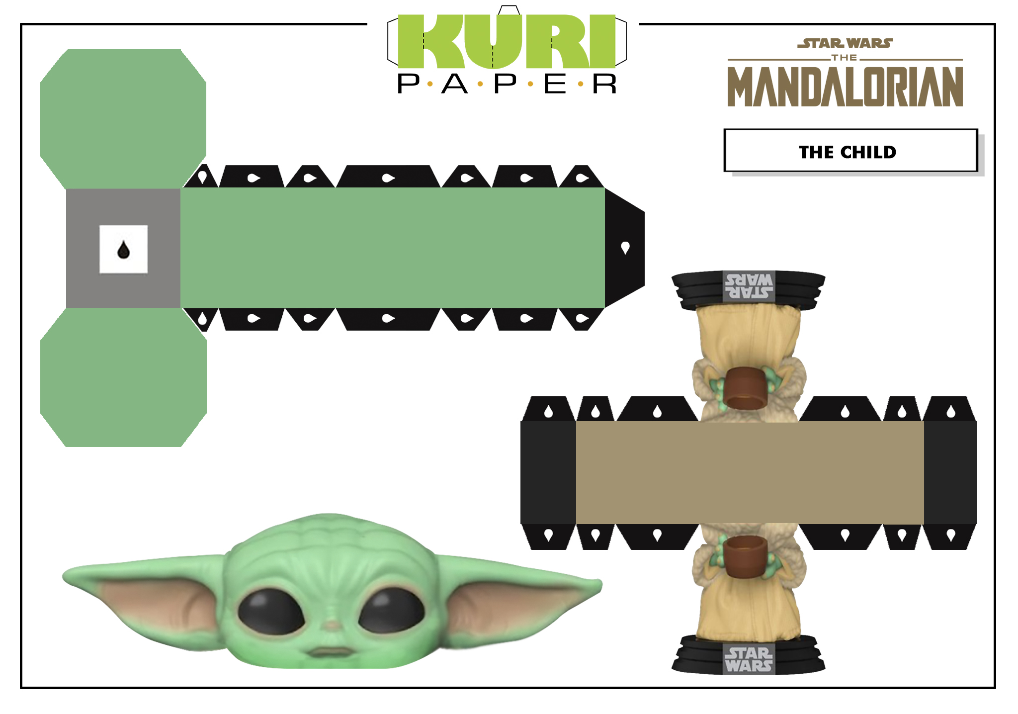 Kuri Paper - Mini Funko  The Child The Mandalorian papercraft