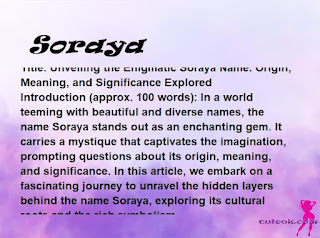 meaning of the name "Soraya"