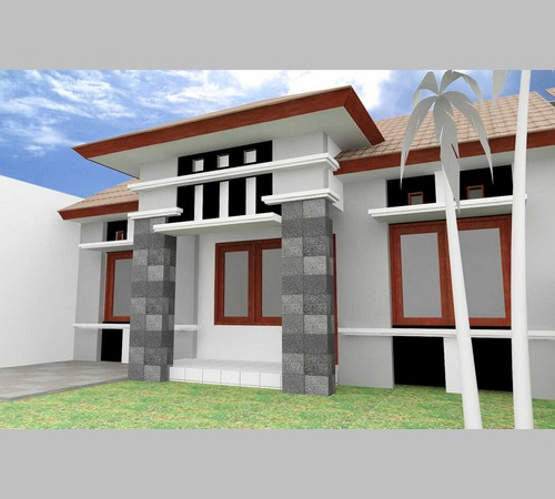 Desain Tiang Teras Rumah  Modern Bagian Eksterior Depan 