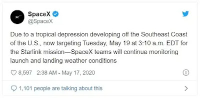 Starlink live launch SpaceX tweet