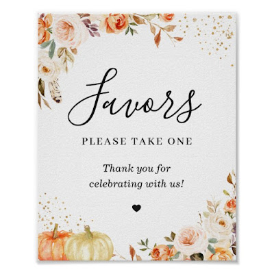  Favors Please Take One Gold Glitters Autumn Floral Poster