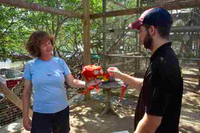 Feeding a Macaw