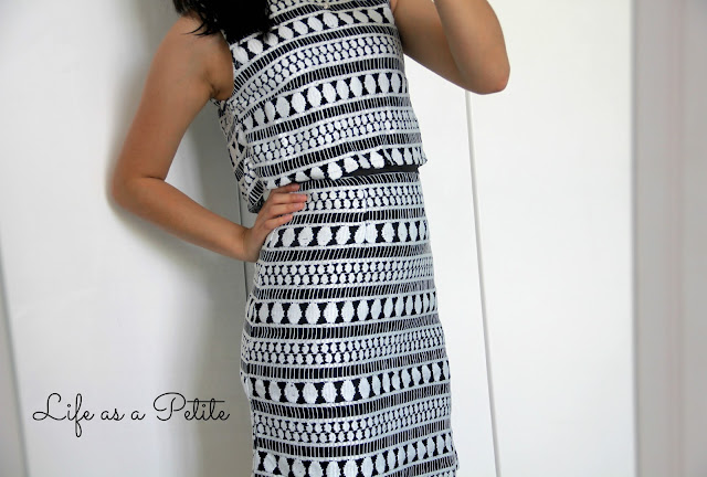 Monochrome Black and White Crop Top Double Layered Cut Out Dress - Petite Outfit Idea - Life as a Petite (lifeasapetite)