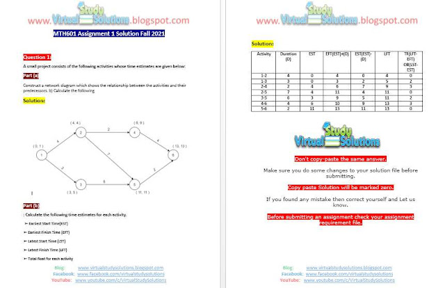 MTH601 Assignment 1 Solution Preview Fall 2021