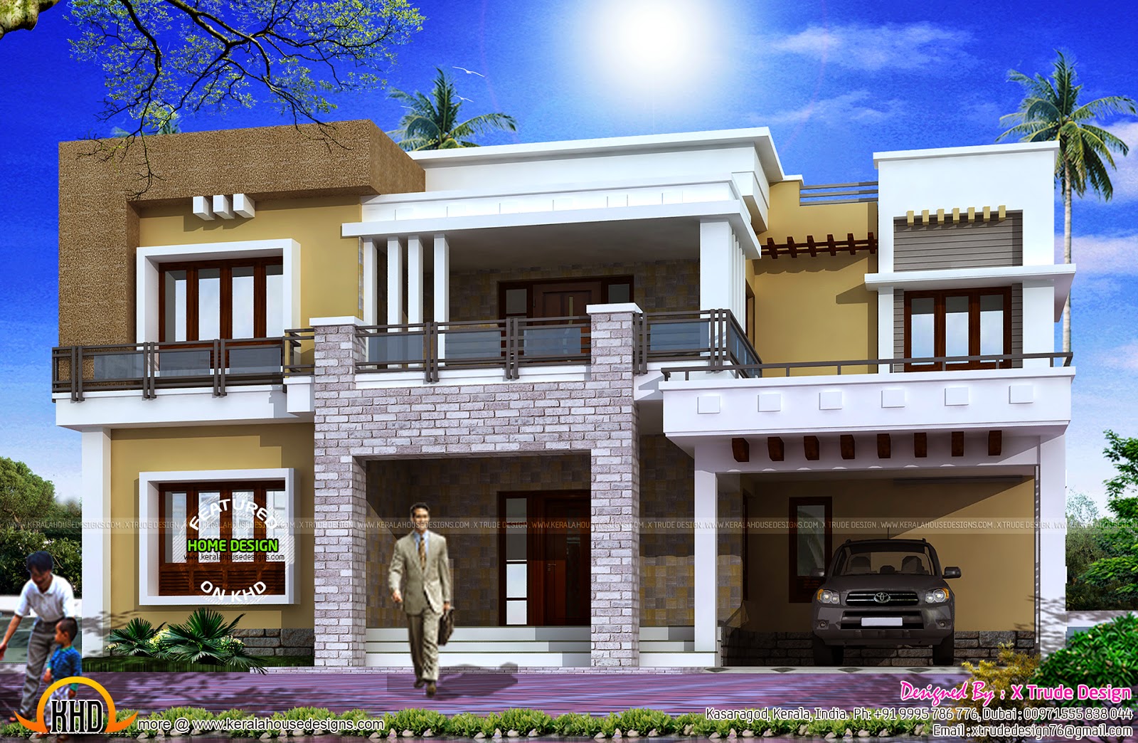 Modern House Front View Single Floor Modern House