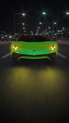 Night Lights Road Lamborghini iPhone Wallpaper