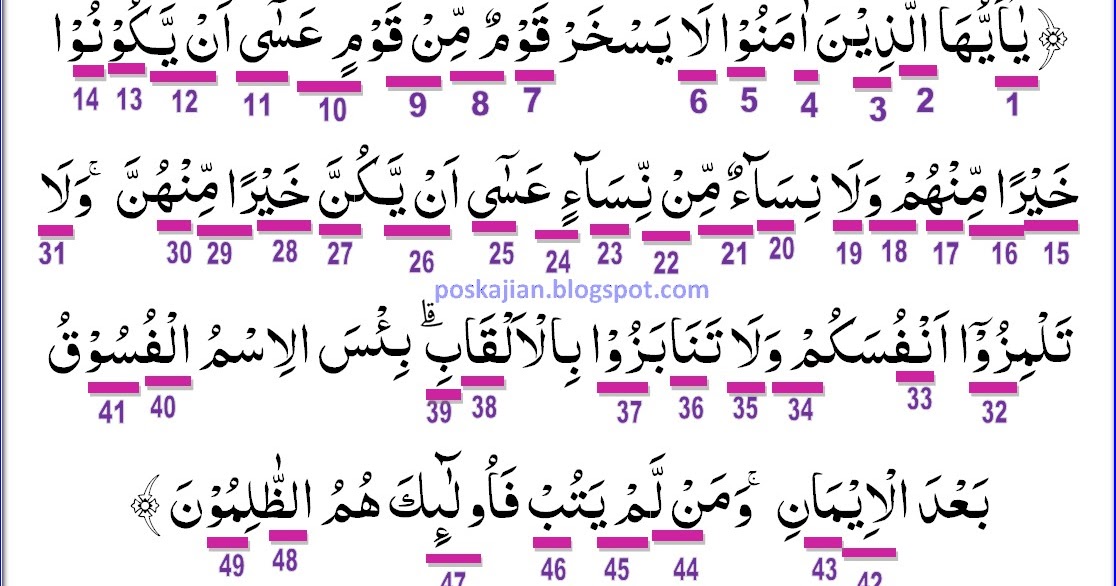 Hukum Tajwid Al-Quran Surat Al-Hujurat ayat 11 Lengkap Latin Penjelasan
