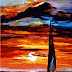 Boat in Sunset Poster 12x18 in