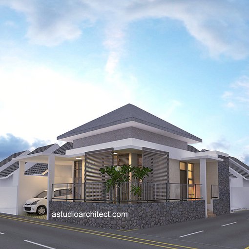  Rumah  satu lantai di  lahan pojok  10 5x11 Desain  Siap 